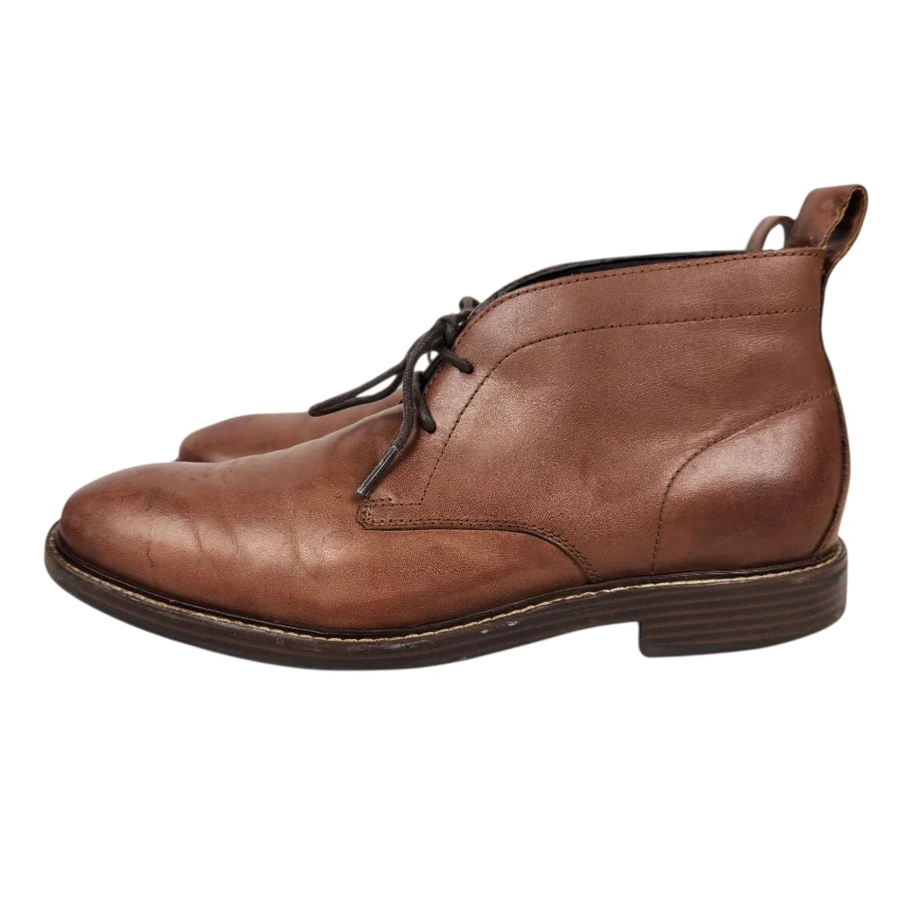 Cole Haan Kennedy Brown Leather Lace Up Waterproof Chukka Boots Mens Size 8.5